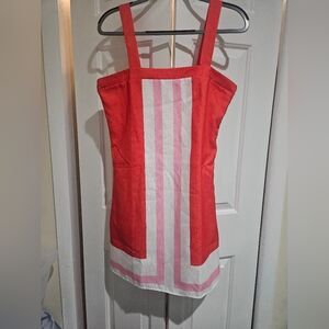 Red and Pink Striped Dress